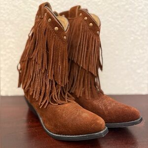 Smoky Mountain Boots Children Girls Wisteria Brown Leather Fringe Sz 3